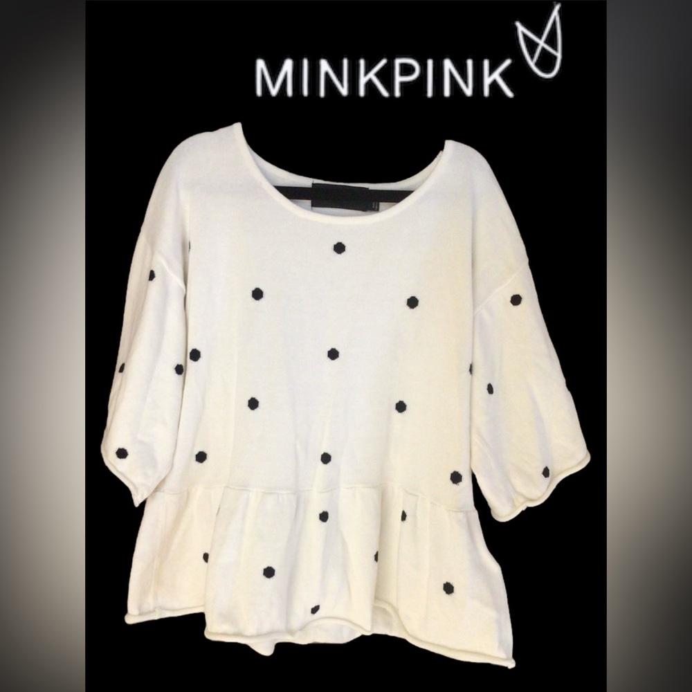MINKPINK🦋White Blouse with Black Dots